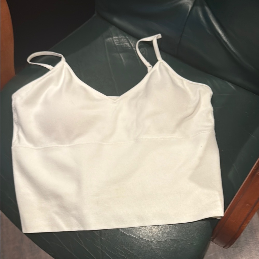 Dex White and Green Raglan Camisole Crop Top
